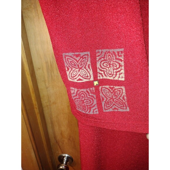 Positive Attitude Womens Size 16 Red Two Piece Jacket Long Dress Floral Açcent - Picture 5 of 14